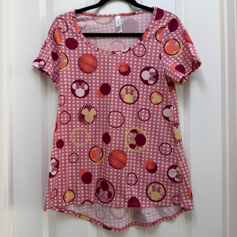 LULAROE DISNEY MINNIE MOUSE CLASSIC SHORT SLEEVE SHIRT PINK XS